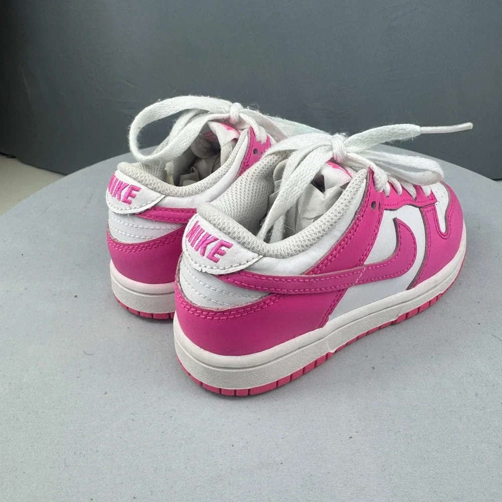 Nike Dunk Low Laser Fuchsia Kids Size 11C Pink White Shoes FB9108-102 Sneaker